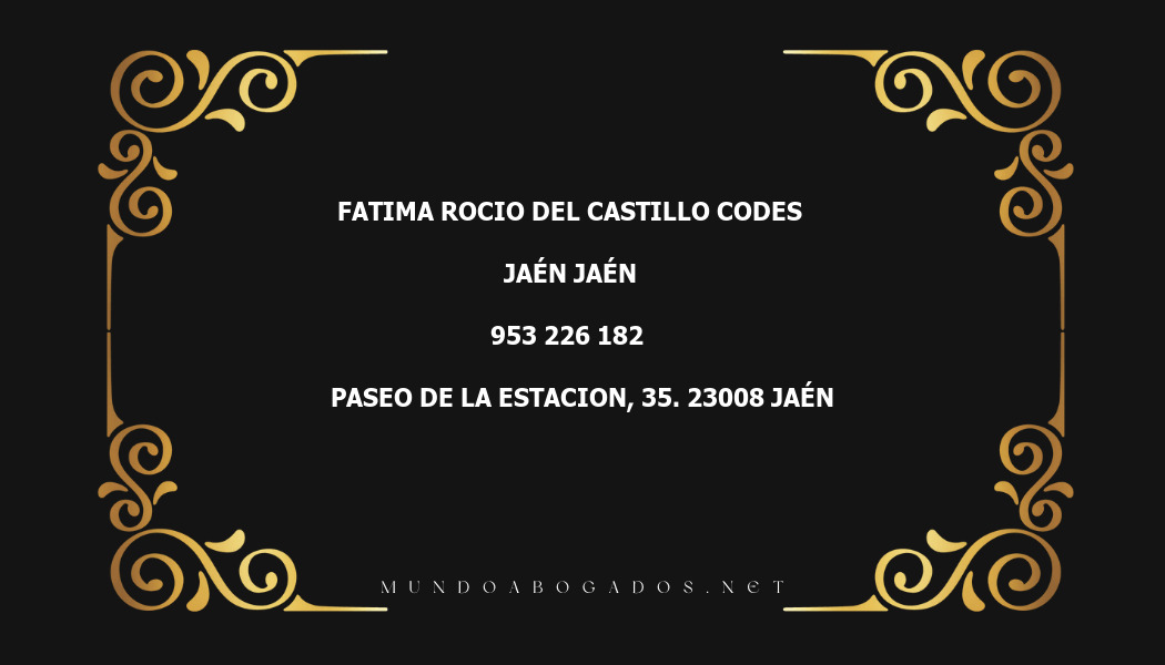 abogado Fatima Rocio Del Castillo Codes en la localidad de Jaén