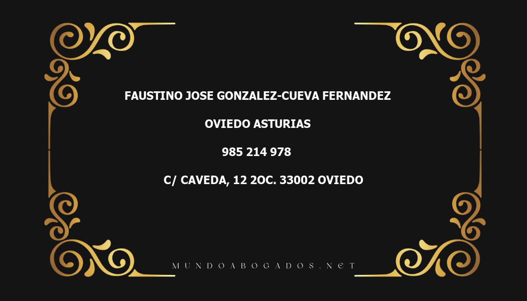 abogado Faustino Jose Gonzalez-Cueva Fernandez en la localidad de Oviedo