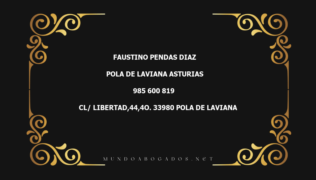 abogado Faustino Pendas Diaz en la localidad de Pola de Laviana