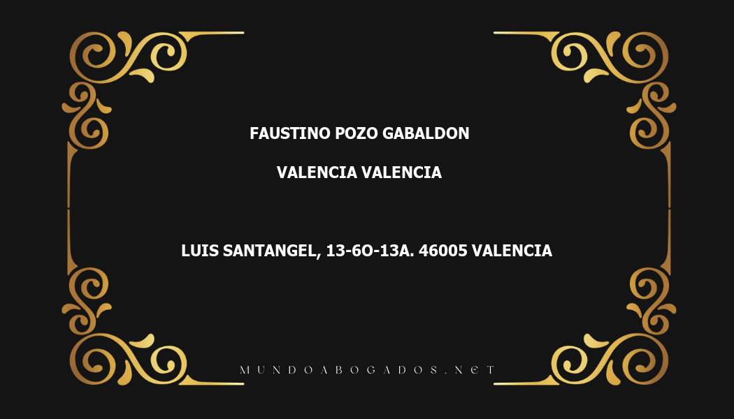 abogado Faustino Pozo Gabaldon en la localidad de Valencia