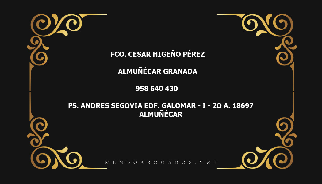 abogado Fco. Cesar Higeño Pérez en la localidad de Almuñécar