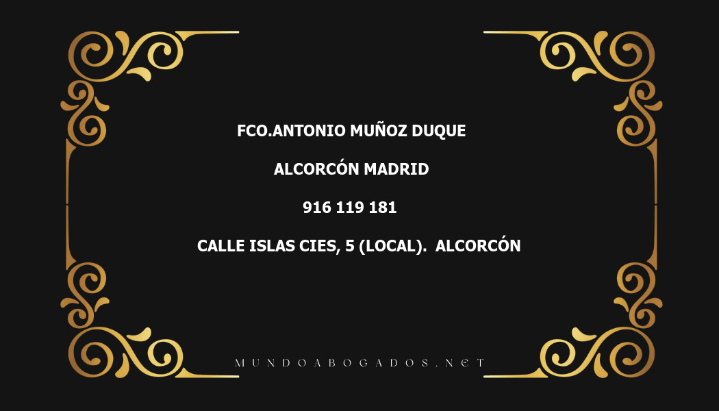 abogado Fco.Antonio Muñoz Duque en la localidad de Alcorcón