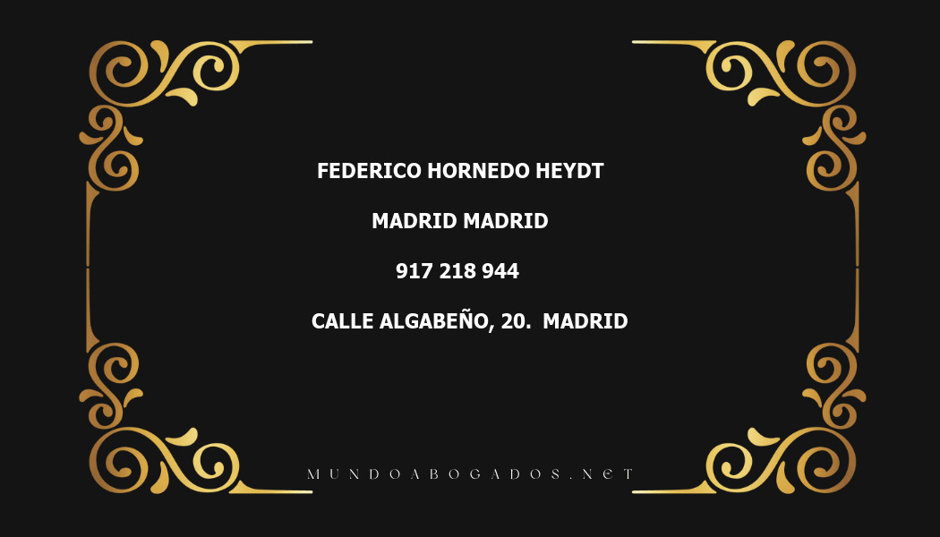 abogado Federico Hornedo Heydt en la localidad de Madrid