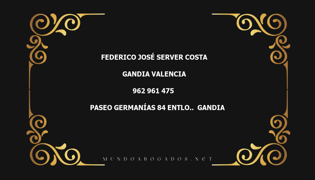 abogado Federico José Server Costa en la localidad de Gandia