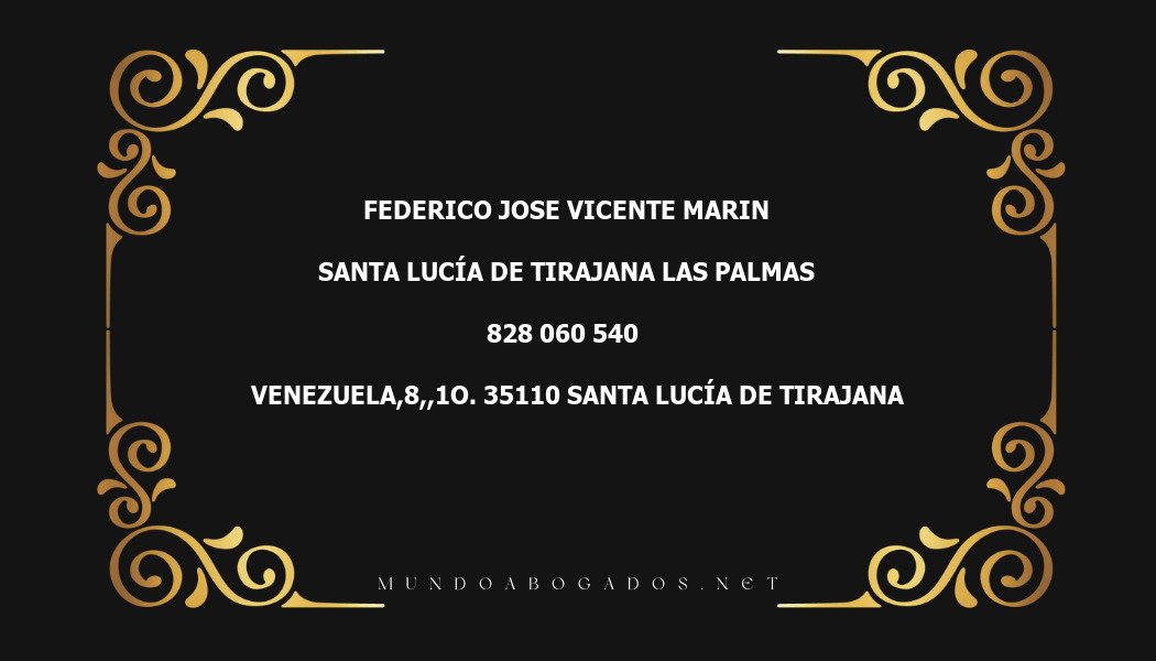 abogado Federico Jose Vicente Marin en la localidad de Santa Lucía de Tirajana