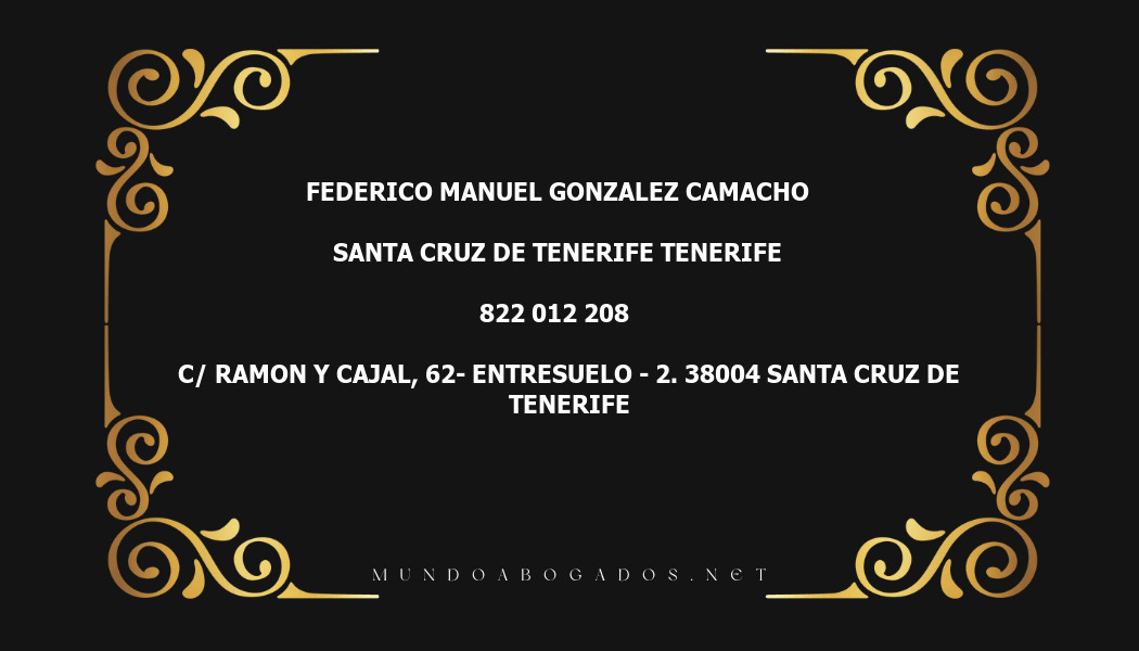 abogado Federico Manuel Gonzalez Camacho en la localidad de Santa Cruz de Tenerife