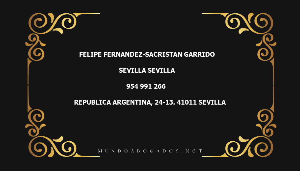 abogado Felipe Fernandez-Sacristan Garrido en la localidad de Sevilla