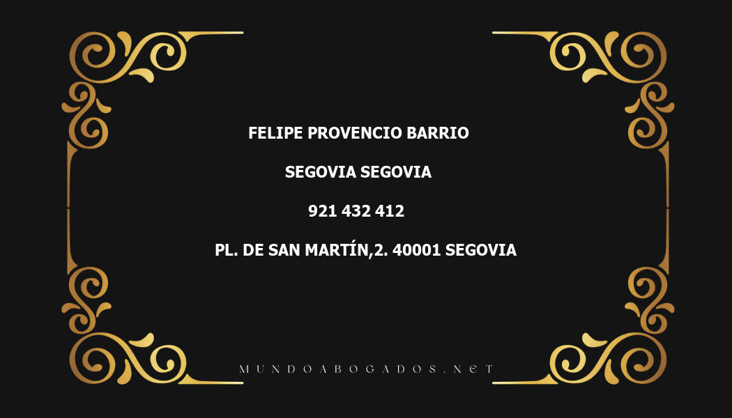 abogado Felipe Provencio Barrio en la localidad de Segovia