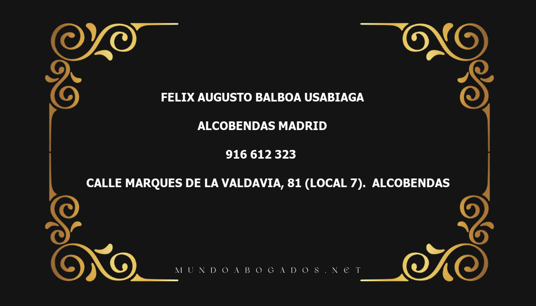 abogado Felix Augusto Balboa Usabiaga en la localidad de Alcobendas