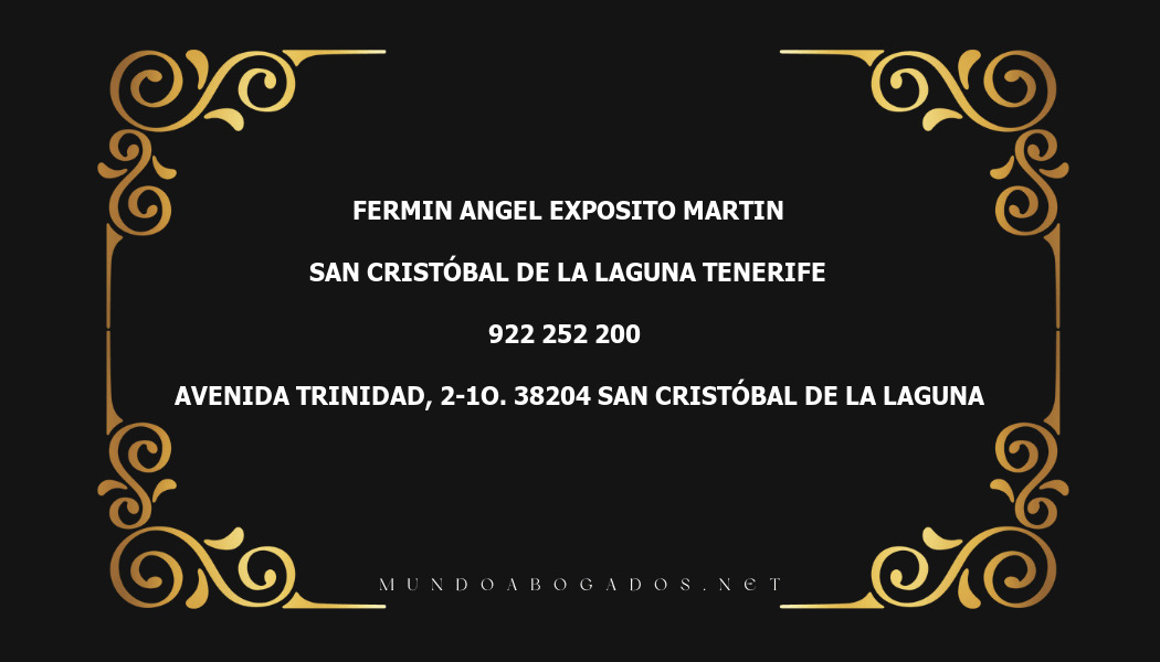 abogado Fermin Angel Exposito Martin en la localidad de San Cristóbal de La Laguna