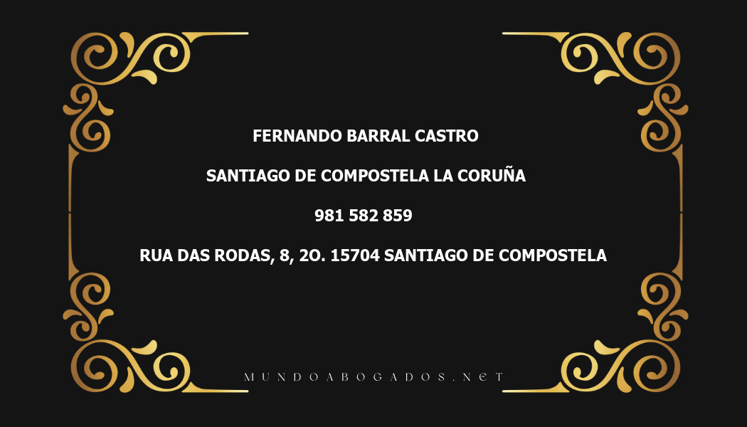 abogado Fernando Barral Castro en la localidad de Santiago de Compostela