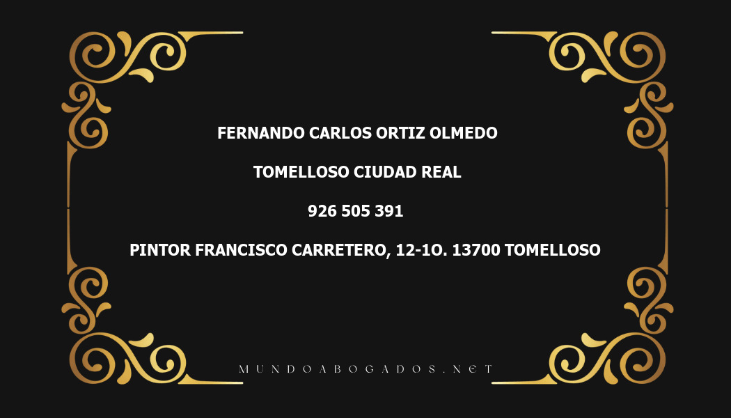 abogado Fernando Carlos Ortiz Olmedo en la localidad de Tomelloso