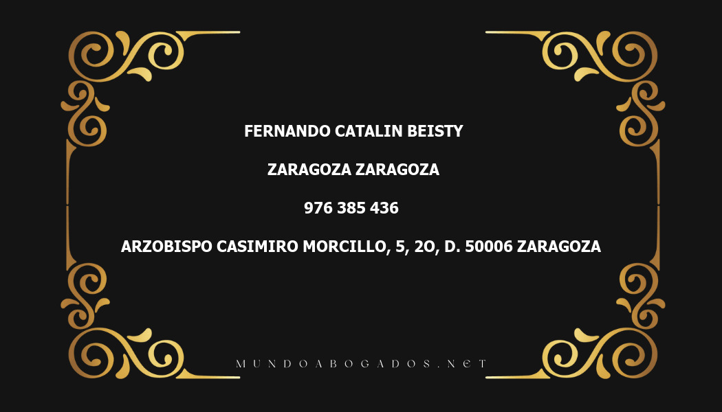 abogado Fernando Catalin Beisty en la localidad de Zaragoza