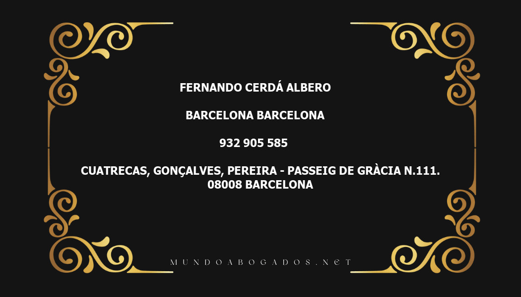 abogado Fernando Cerdá Albero en la localidad de Barcelona