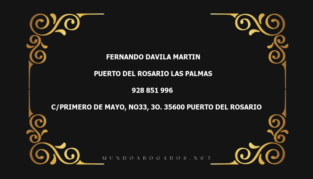 abogado Fernando Davila Martin en la localidad de Puerto del Rosario