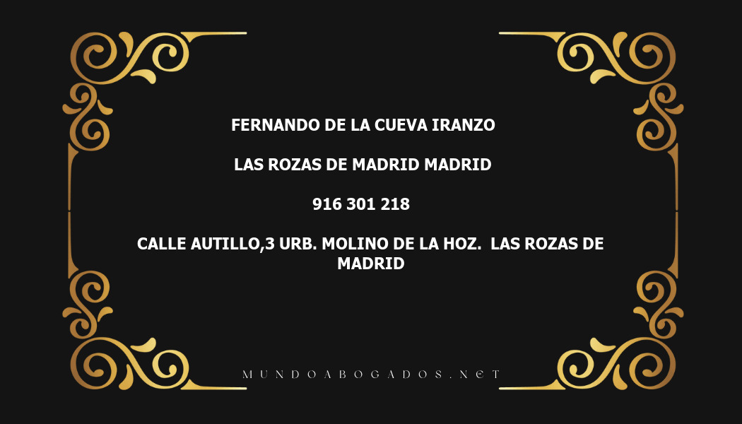 abogado Fernando De La Cueva Iranzo en la localidad de Las Rozas de Madrid