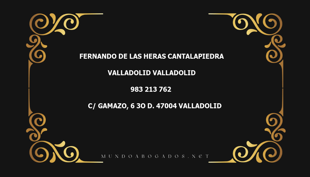 abogado Fernando De Las Heras Cantalapiedra en la localidad de Valladolid