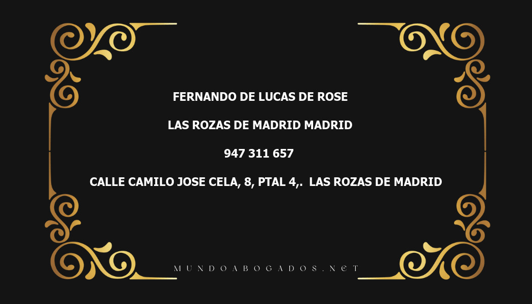 abogado Fernando De Lucas De Rose en la localidad de Las Rozas de Madrid