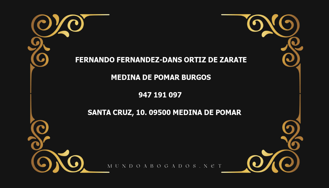 abogado Fernando Fernandez-Dans Ortiz De Zarate en la localidad de Medina de Pomar