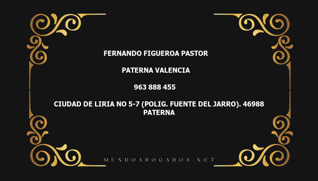 abogado Fernando Figueroa Pastor en la localidad de Paterna