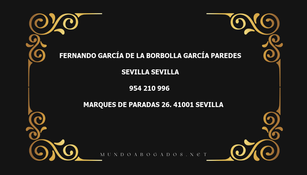 abogado Fernando García De La Borbolla García Paredes en la localidad de Sevilla