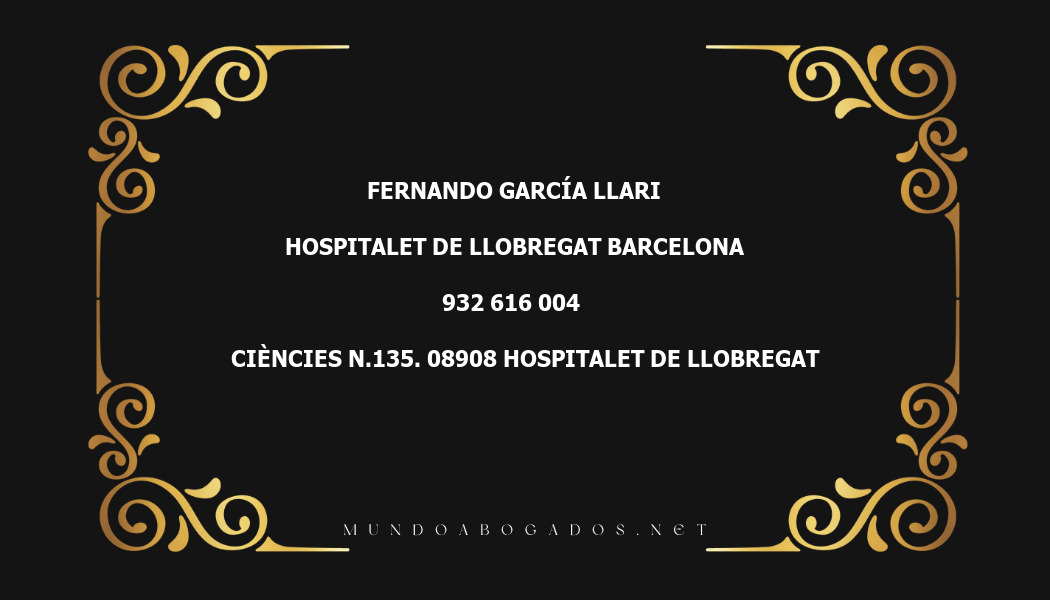 abogado Fernando García Llari en la localidad de Hospitalet de Llobregat