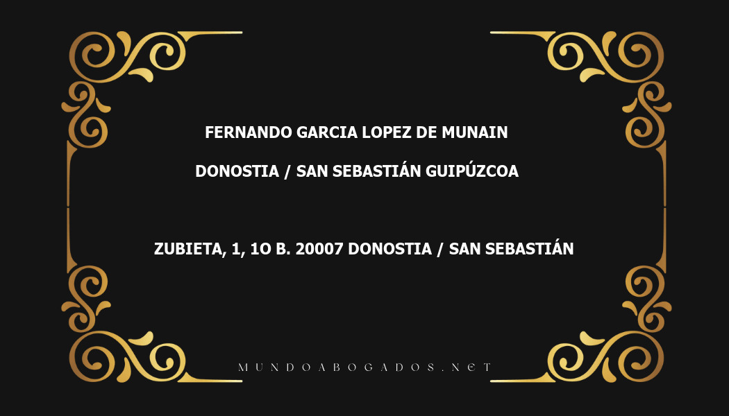 abogado Fernando Garcia Lopez De Munain en la localidad de Donostia / San Sebastián