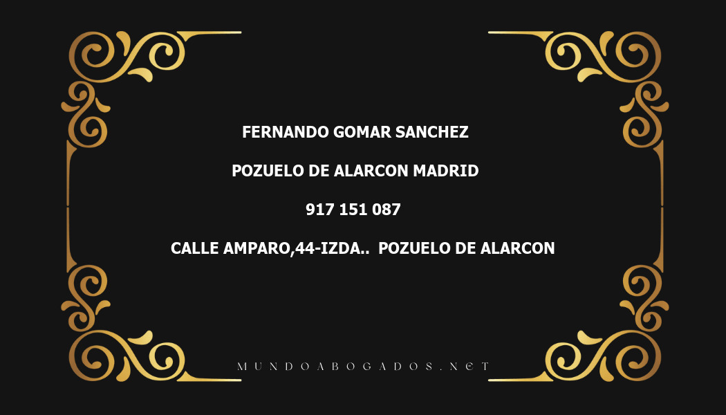 abogado Fernando Gomar Sanchez en la localidad de Pozuelo de Alarcon