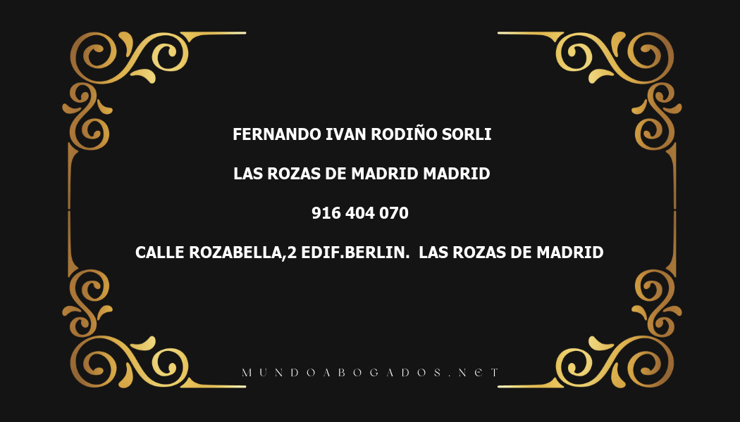 abogado Fernando Ivan Rodiño Sorli en la localidad de Las Rozas de Madrid