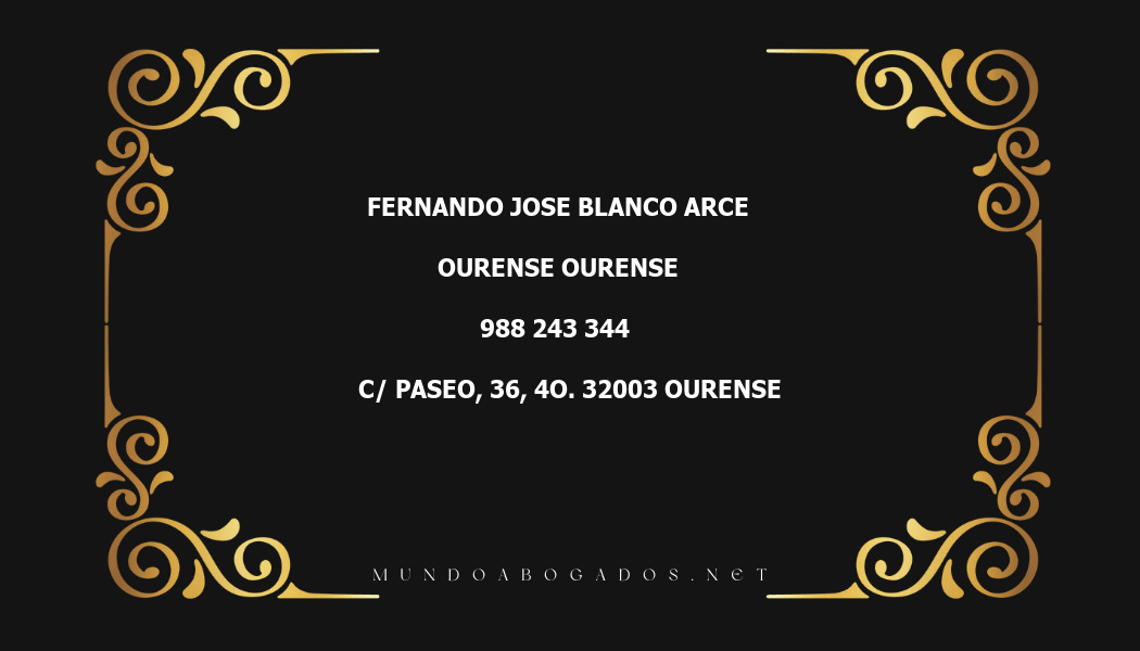 abogado Fernando Jose Blanco Arce en la localidad de Ourense