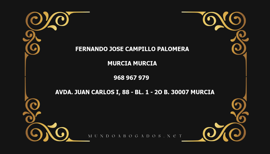 abogado Fernando Jose Campillo Palomera en la localidad de Murcia