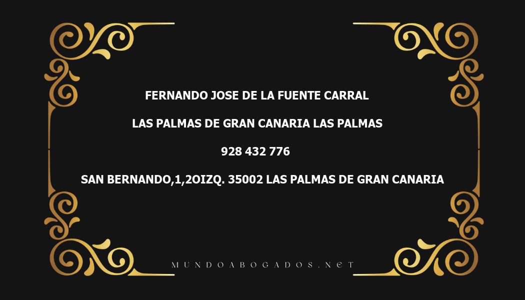 abogado Fernando Jose De La Fuente Carral en la localidad de Las Palmas de Gran Canaria