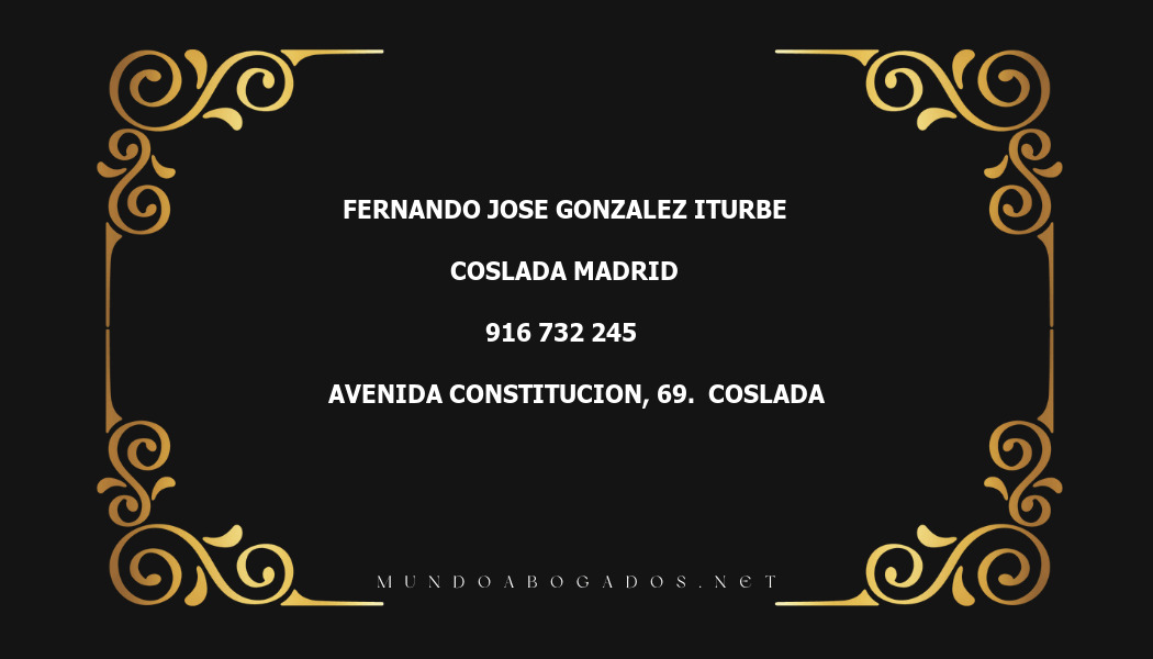 abogado Fernando Jose Gonzalez Iturbe en la localidad de Coslada