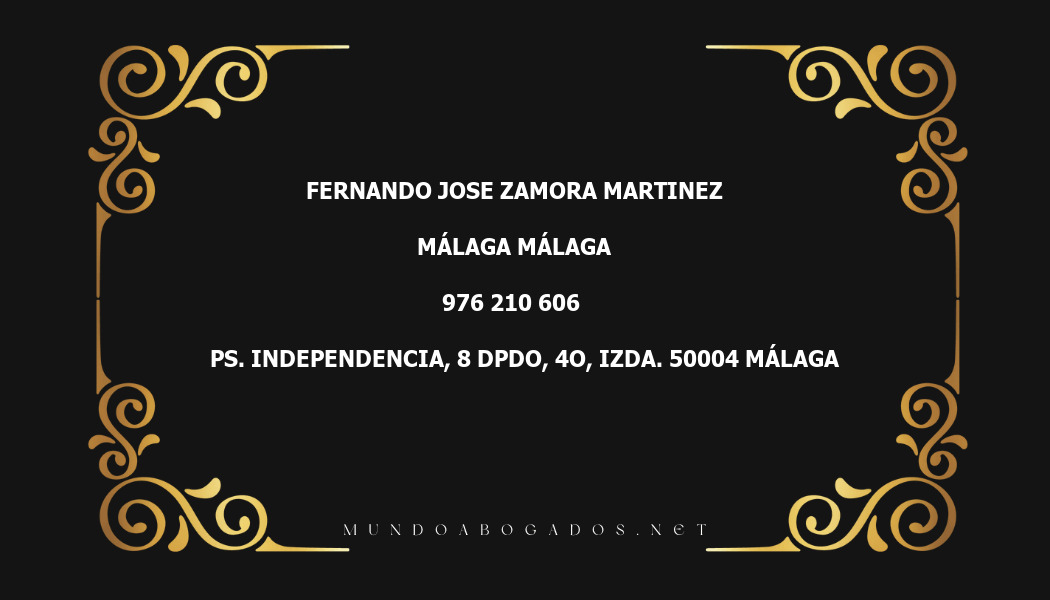 abogado Fernando Jose Zamora Martinez en la localidad de Málaga