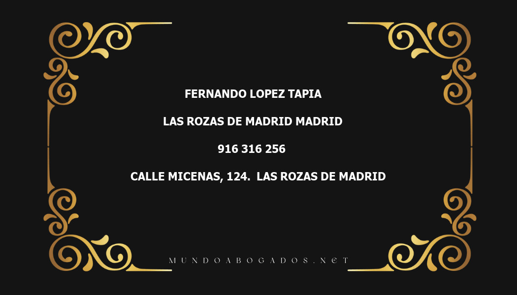 abogado Fernando Lopez Tapia en la localidad de Las Rozas de Madrid