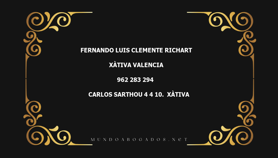 abogado Fernando Luis Clemente Richart en la localidad de Xàtiva