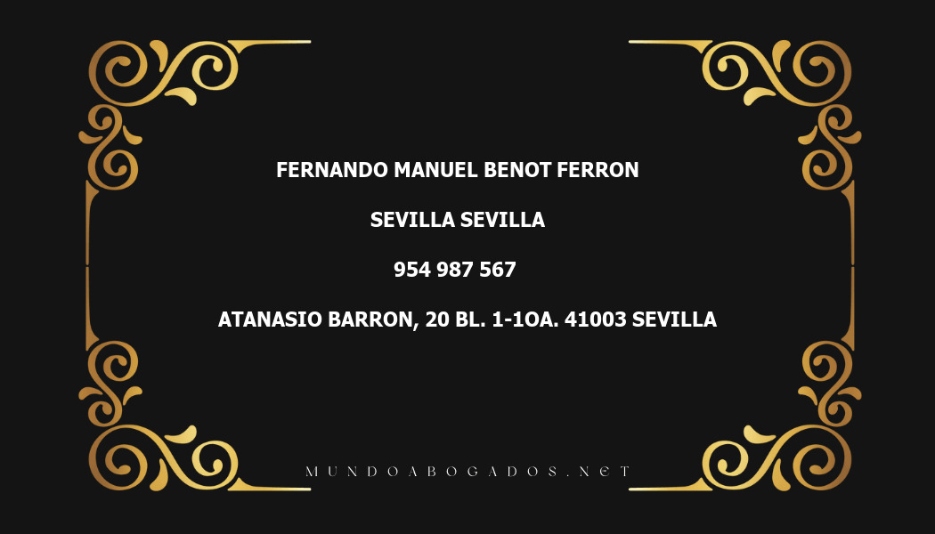 abogado Fernando Manuel Benot Ferron en la localidad de Sevilla