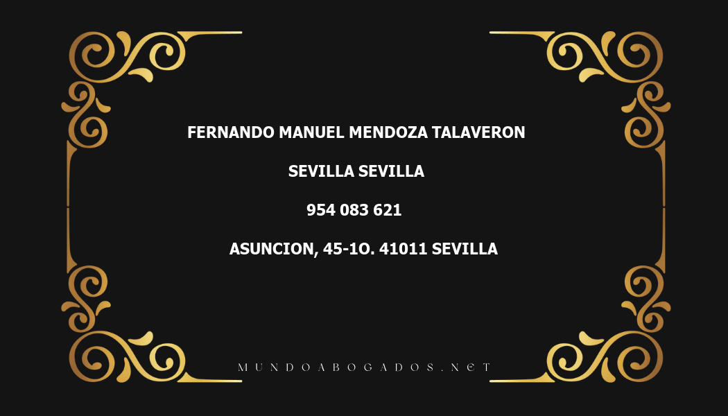 abogado Fernando Manuel Mendoza Talaveron en la localidad de Sevilla