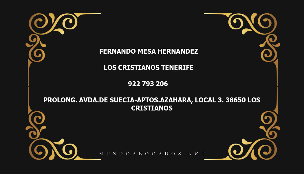 abogado Fernando Mesa Hernandez en la localidad de Los Cristianos