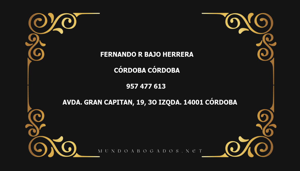 abogado Fernando R Bajo Herrera en la localidad de Córdoba