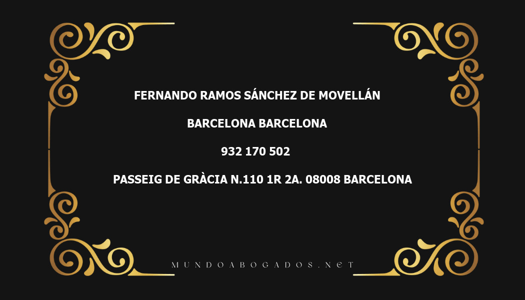 abogado Fernando Ramos Sánchez De Movellán en la localidad de Barcelona