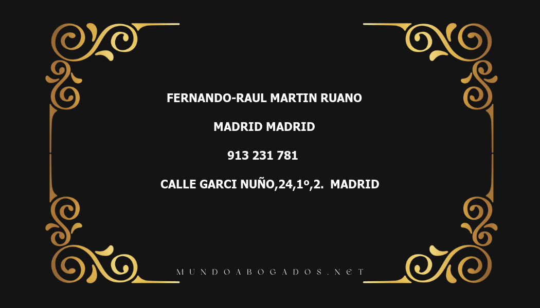 abogado Fernando-Raul Martin Ruano en la localidad de Madrid