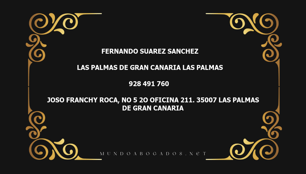 abogado Fernando Suarez Sanchez en la localidad de Las Palmas de Gran Canaria