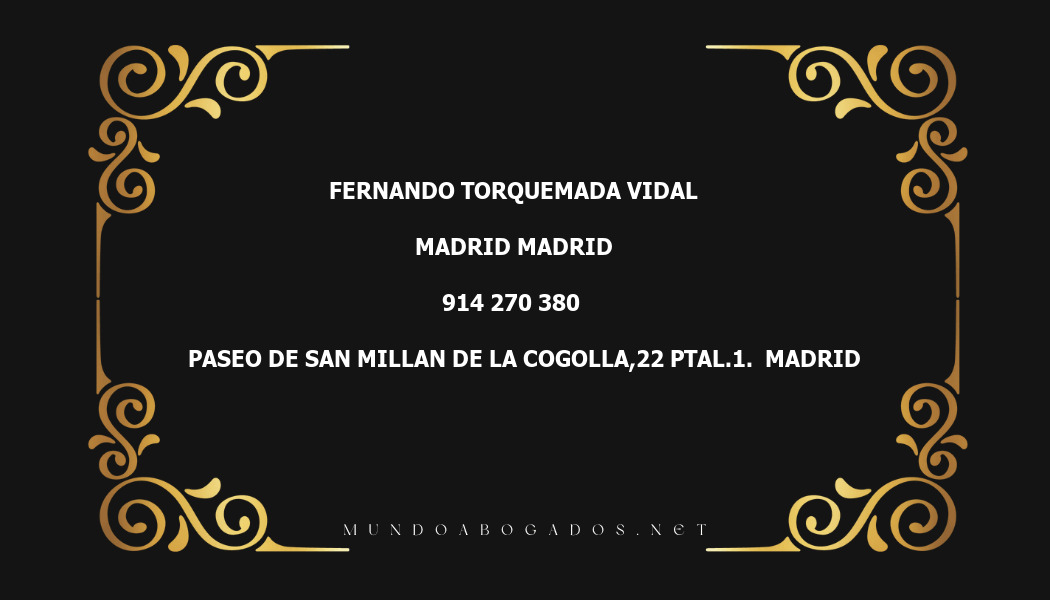 abogado Fernando Torquemada Vidal en la localidad de Madrid