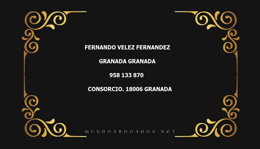 abogado Fernando Velez Fernandez en la localidad de Granada