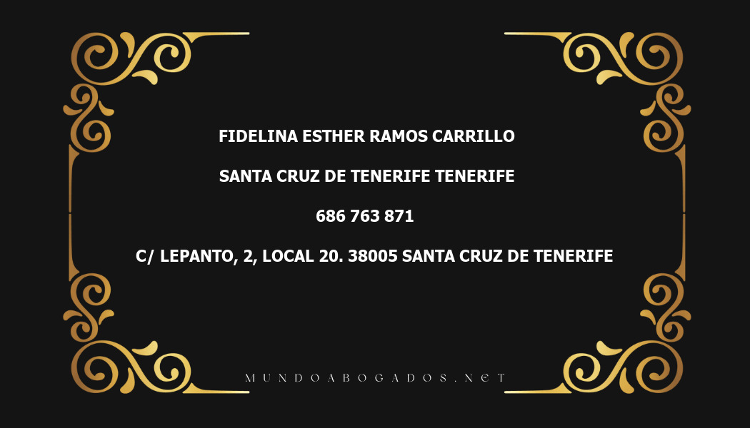 abogado Fidelina Esther Ramos Carrillo en la localidad de Santa Cruz de Tenerife