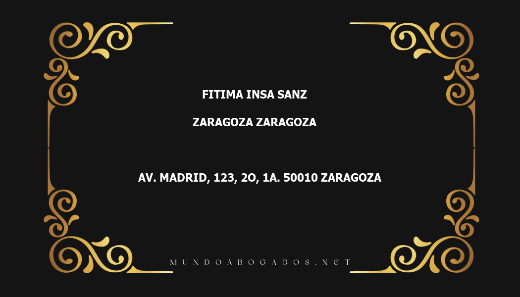 abogado Fitima Insa Sanz en la localidad de Zaragoza