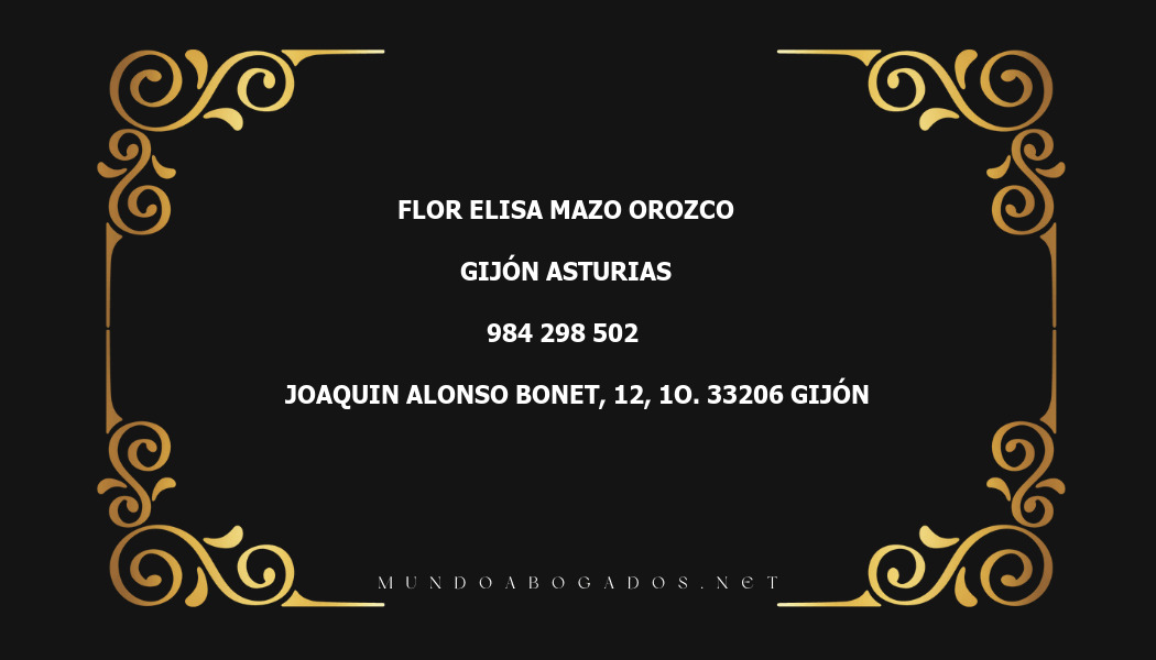 abogado Flor Elisa Mazo Orozco en la localidad de Gijón