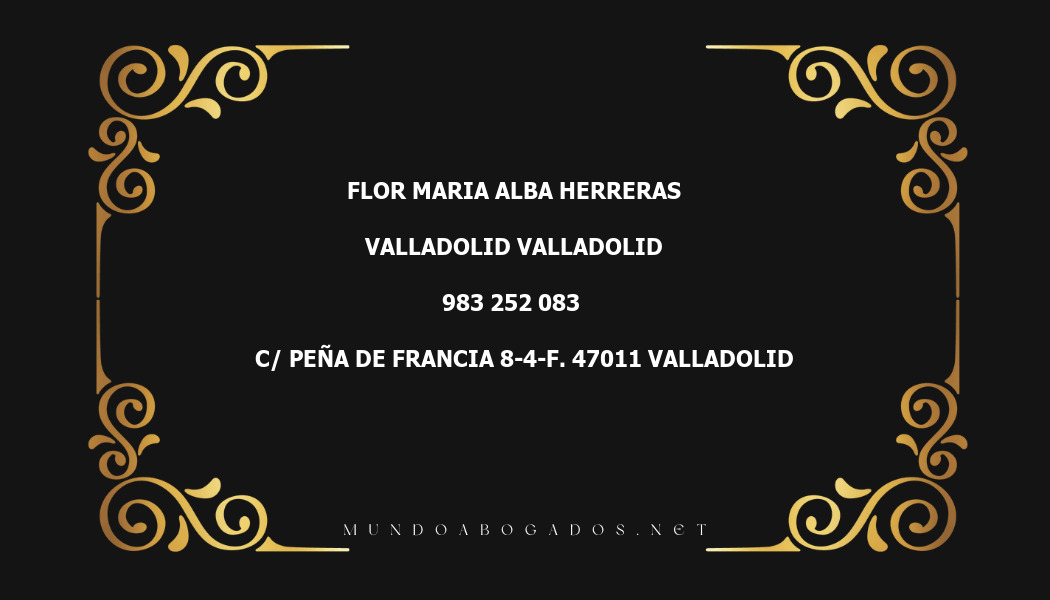 abogado Flor Maria Alba Herreras en la localidad de Valladolid