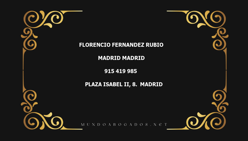 abogado Florencio Fernandez Rubio en la localidad de Madrid